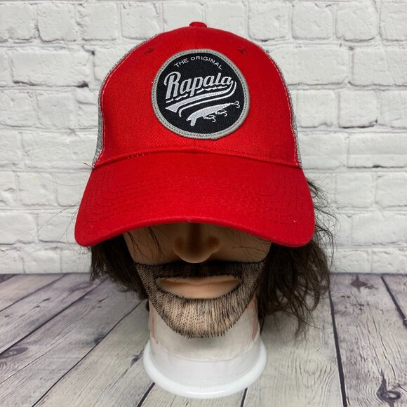 Rapala Fishing Trucker Hat Mesh Cap Snapback Red Gray Patch Logo Outdoor Fish - Picture 1 of 8